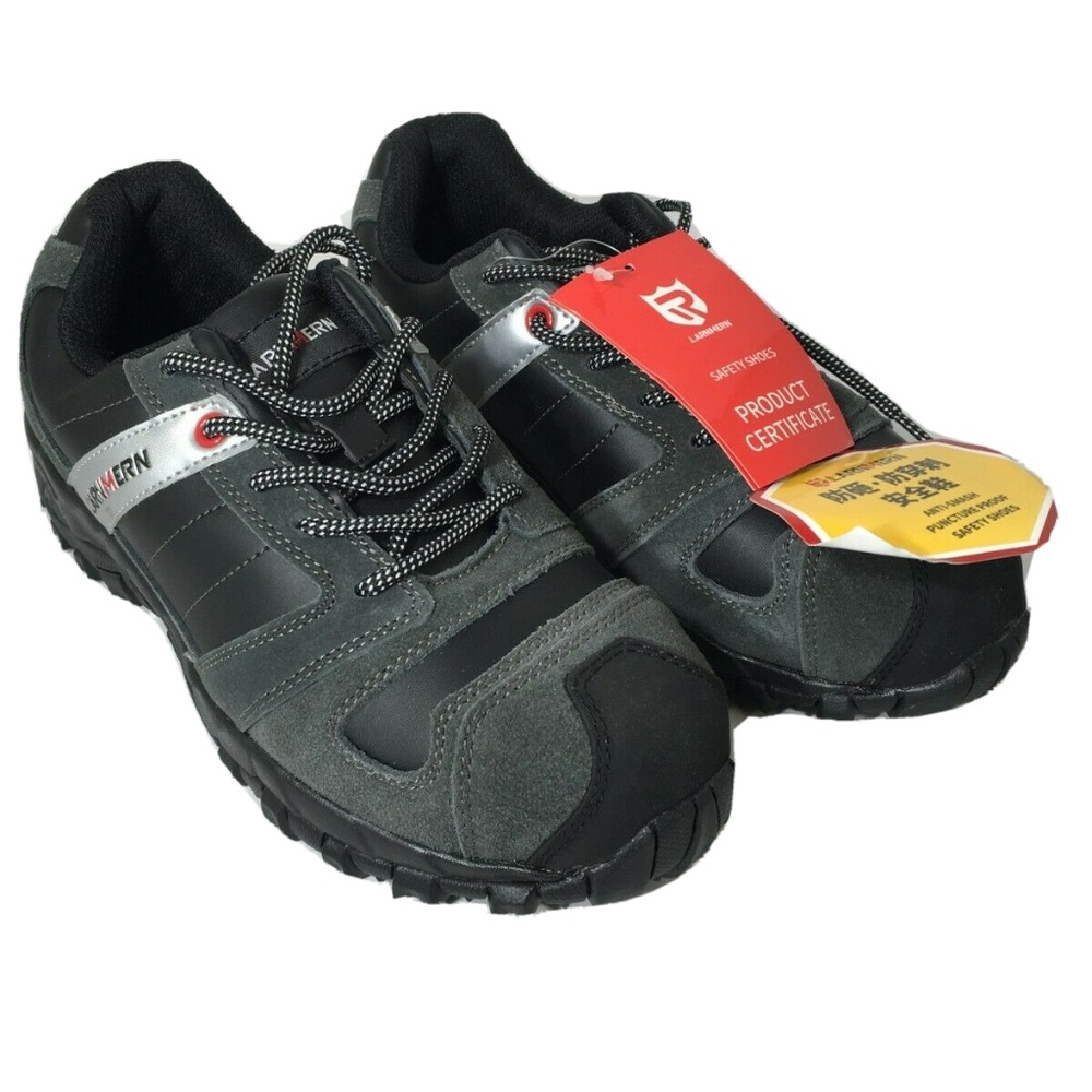 LARNMERN Steel Toe Shoes for Men Work Safety Shoes Size 5